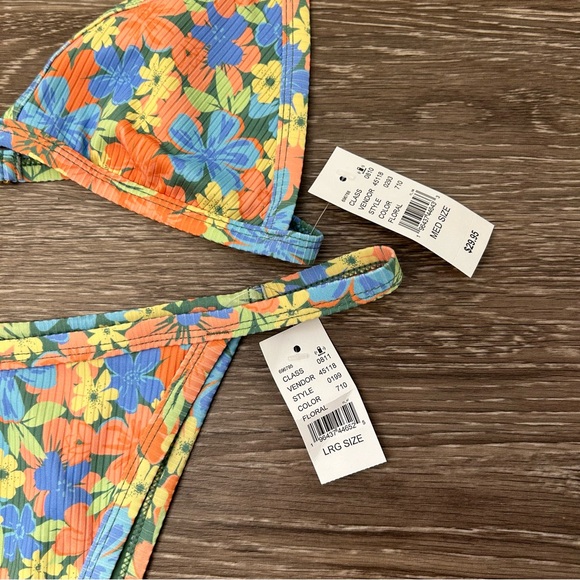 NWT PacSun Swim Floral Chloe Ribbed High Cut Bikini Set, Top Sz M & Bottom Sz L - Picture 3 of 10